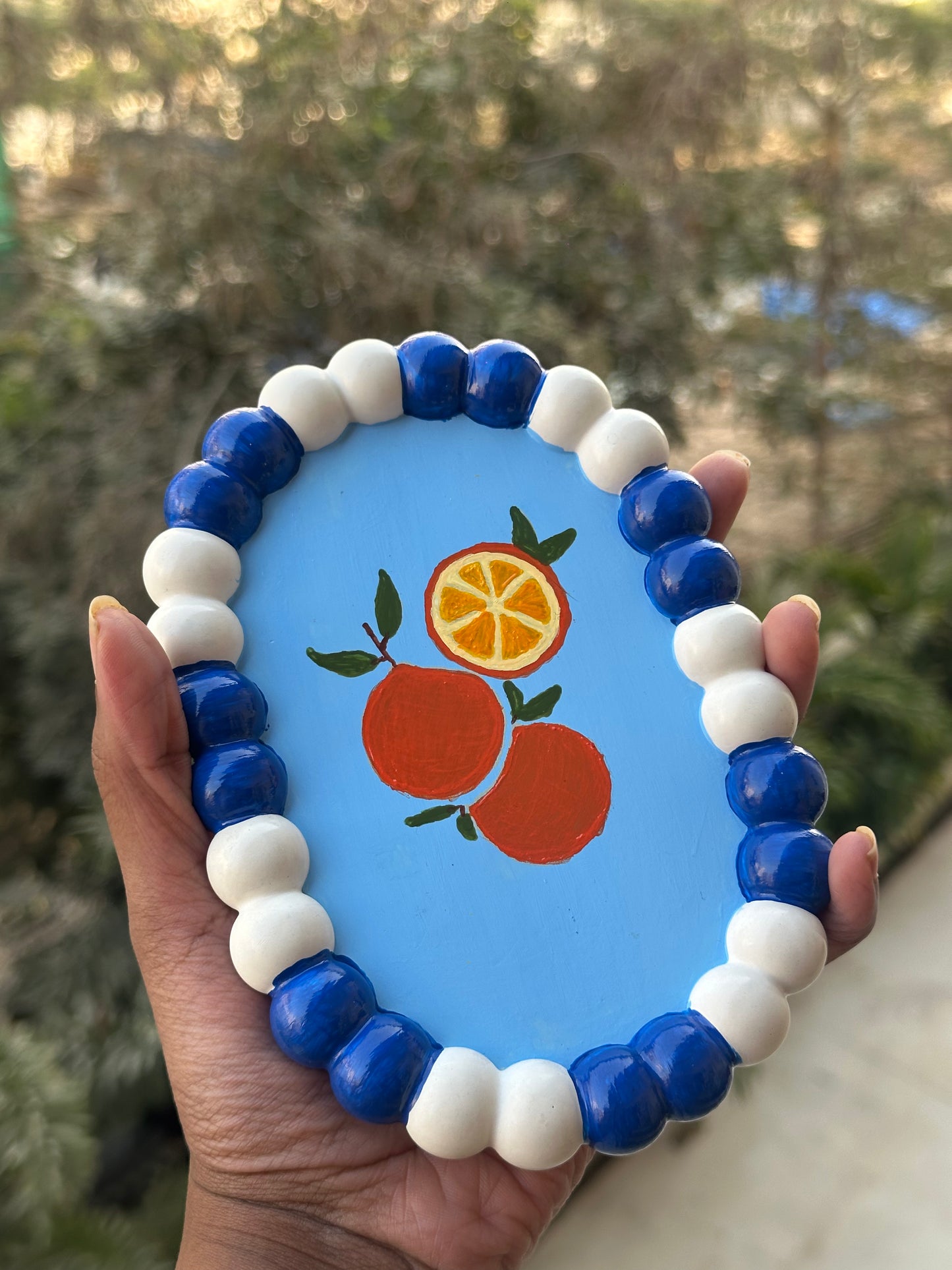 Orange Pool Oval Bubble Tray